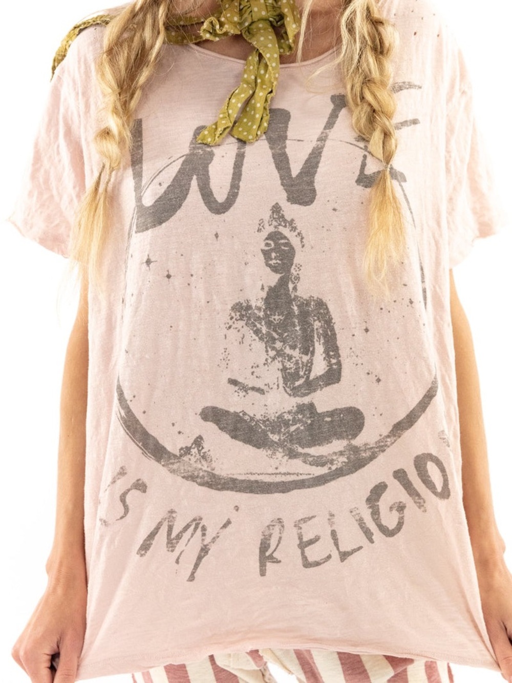 ✨ RARE ✨ Magnolia Pearl "Love Is My Religion" Buddha Tee in Molly